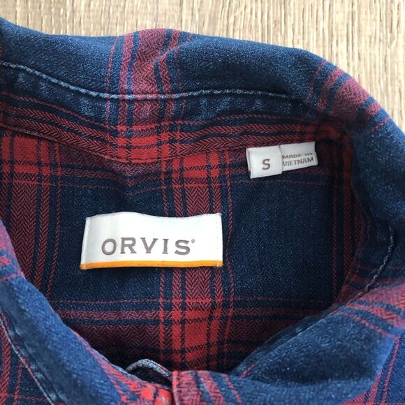 Orvis Womens Long Sleeve Button Up Flannel Shirt Size Small Work Hiking Fishing - Picture 5 of 12